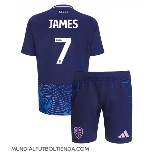 Camiseta Leeds United Daniel James #7 Tercera Equipación Replica 2024-25 para niños mangas cortas (+ Pantalones cortos)